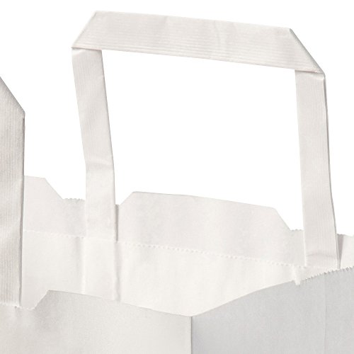 BIOZOYG Bolsas Papel Blanco con Asa I Bolsa Papel respetuosa del Medio Ambiente Hecha de Papel Kraft I Bolsa Regalo Biodegradable, Bolsas compostable I 250 x Bolsas Papel Blanco con Asa de 18x8x22 cm