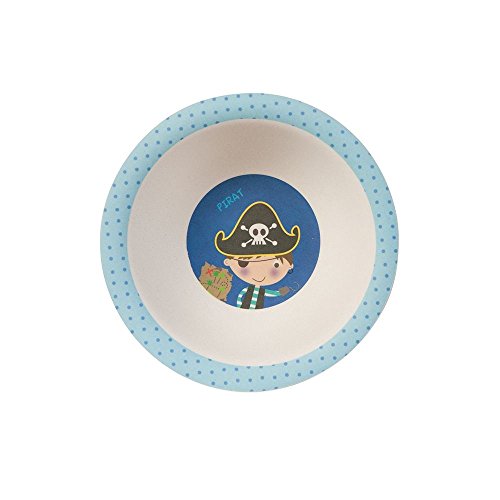 BIOZOYG Set vajilla Infantil de bambú sin bpa 5 Piezas I Motivo Pirata I Servicio de Mesa cubertería para niños Tazón Vaso de Beber Plato para niños I Reciclaje de Material Natural