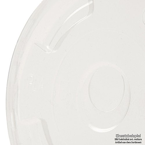 BIOZOYG Tapa de plástica PLA orgánica Vaso To Go I Tapa Plana para Taza de I Ø 97mm con Agujero para Paja i 50 Pedazo Tapa de la Bebida Transparente 100% Biodegradable, compostables