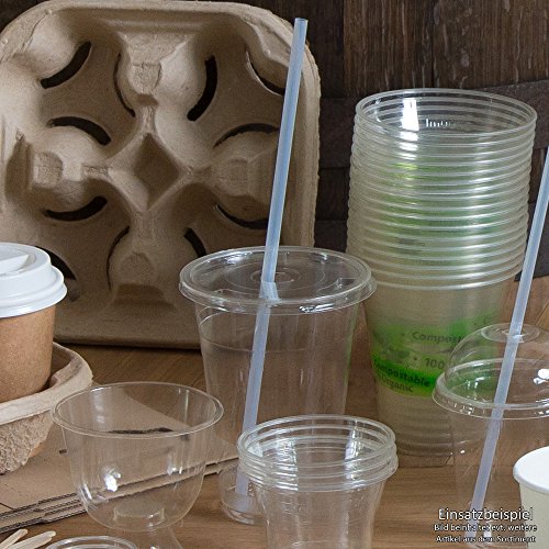 BIOZOYG Tapa de plástica PLA orgánica Vaso To Go I Tapa Plana para Taza de I Ø 97mm con Agujero para Paja i 50 Pedazo Tapa de la Bebida Transparente 100% Biodegradable, compostables