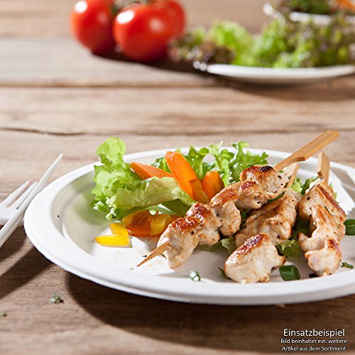 BIOZOYG Vajilla ecológica de bagazo desechable I 50 Piezas Platos de caña de azúcar Blanca Redondo blanqueada 26 cm I Vajilla Desechable Bio Plato de Comer Plato de Fiesta