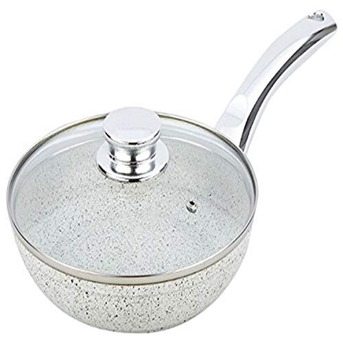 bisetti BT-38313 - Sartén antiadherente de aluminio con tapa y asa, color blanco