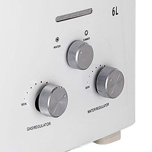 Bisujerro 6L Calentador de Agua Portátil LPG Calentador de Agua sin Tanque 12kw Calentador de Agua Eléctrico Calentador de Agua Instantáneo de Gas Butano