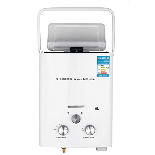 Bisujerro 6L Calentador de Agua Portátil LPG Calentador de Agua sin Tanque 12kw Calentador de Agua Eléctrico Calentador de Agua Instantáneo de Gas Butano