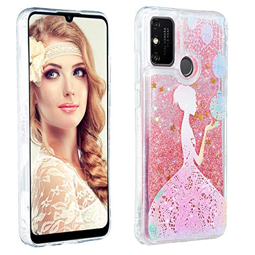 BIZHIKE Funda para Huawei Y8(2020)/Enjoy 10s/Honor 20Lite, Funda de Silicona Bling en Relieve Quicksand TPU Funda Protectora de TPU Suave Funda Elegante Funda Regalo Chica Mujer-Princesa