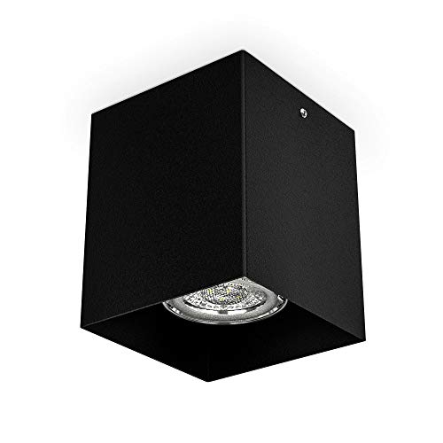 B.K.Licht I proyector de superficie I Toma GU10 I 80x80x95mm I metal I negro I proyector de superficie I proyector de superficie I proyector de techo I proyector de techo