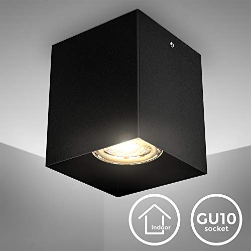 B.K.Licht I proyector de superficie I Toma GU10 I 80x80x95mm I metal I negro I proyector de superficie I proyector de superficie I proyector de techo I proyector de techo