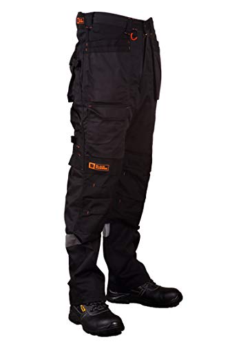 Black Hammer Pantalones de Seguridad Masculinos Industrial con Costuras triples reforzadas Cordura (56 Corto)
