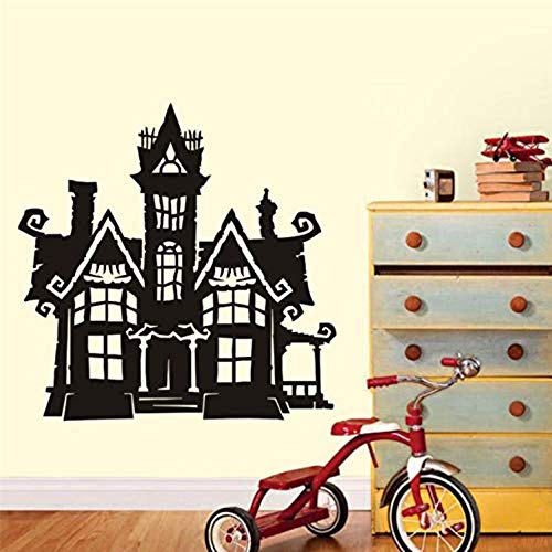 Black Haunted House Fiesta de Halloween Eve calcomanías caseras de construcción Stencil etiqueta de la pared decoración para sala de estar habitaciones para niños Diy 59X59Cm