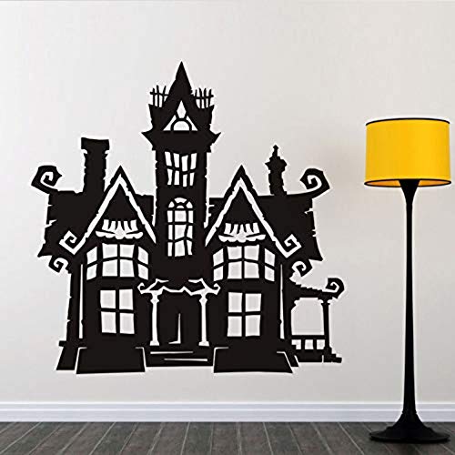 Black Haunted House Fiesta de Halloween Eve calcomanías caseras de construcción Stencil etiqueta de la pared decoración para sala de estar habitaciones para niños Diy 59X59Cm