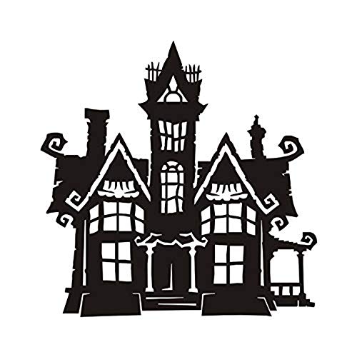 Black Haunted House Fiesta de Halloween Eve calcomanías caseras de construcción Stencil etiqueta de la pared decoración para sala de estar habitaciones para niños Diy 59X59Cm