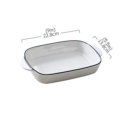 Blanco Azúl Cerámica Bandejas Horno Rectangular para Horno y microondas. Aptas para Nevera y Congelador