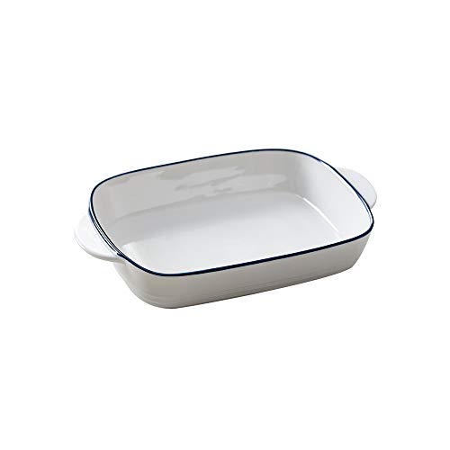 Blanco Azúl Cerámica Bandejas Horno Rectangular para Horno y microondas. Aptas para Nevera y Congelador