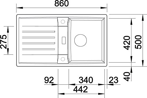 BLANCO LEXA 45 S - Fregadero (Blanco, 1 senos, 340 x 420 mm, 19 cm)