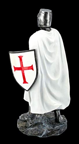 Blancos Caballeros Templarios Figura con Signo de y Espada Templario,Figura Decorativa,Artículo Decorativo,Estatua,Escultura, Mittelalter-Figur, H 30 CM