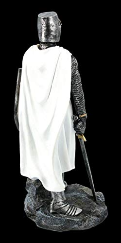 Blancos Caballeros Templarios Figura con Signo de y Espada Templario,Figura Decorativa,Artículo Decorativo,Estatua,Escultura, Mittelalter-Figur, H 30 CM