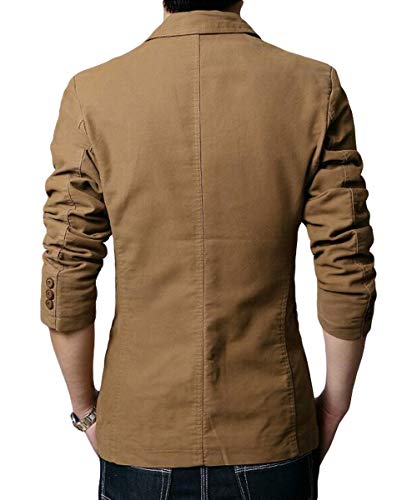 Blazer Casual para Hombre Chaquetas de Traje Slim fit Chaqueta de algodón sólido de un Solo Pecho Abrigo Chaqueta de Dos Botones Casual Blazer