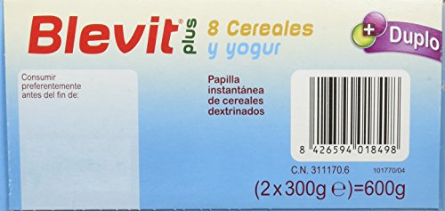 Blevit Plus Duplo 8 Cereales y Yogur, 1 unidad 600 gr. A partir de los 5 meses