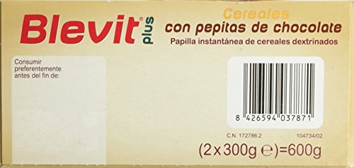 Blevit Plus Trocitos Cereales con Pepitas de Chocolate, 1 unidad 600 gr. A partir de los 12 meses. Sus primeros cereales para masticar