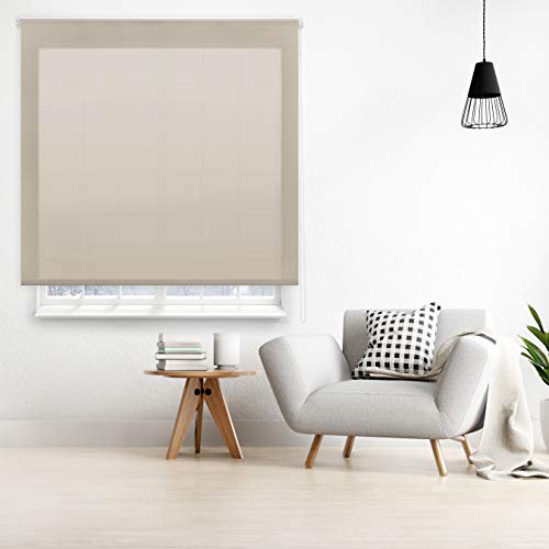 Blindecor Ara - Estor enrollable translúcido liso, Marrón Claro, 140 x 175 cm (ancho x alto)
