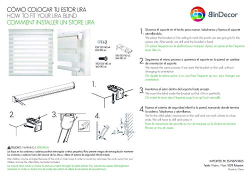 Blindecor Lira - Estor Enrollable, Doble Tejido, Noche y día, Tricolor, Poliéster, Color Gris Pistacho, 100 x 180 cm