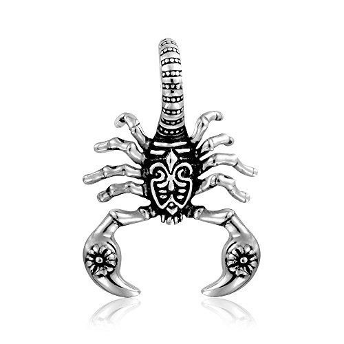 Bling Jewelry Tribales De Escorpión Zodíaco Collar Colgante para Hombres Tono Plata Oxidada De Acero Inoxidable Negro De 20 Pulgadas