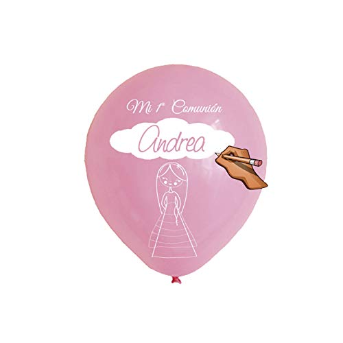 Blister 12 Globos Personalizables Comunión Niña Arguval