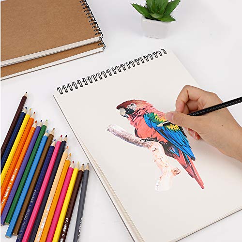 Bloc de Dibujo A4 Cuaderno Papel Texturizado, Bocetos y Dibujos Artistas para Niños Principiantes, para Acuarela, Pintura Acrílica y al Óleo - 160g/m² 30 Hojas (2 Pack)