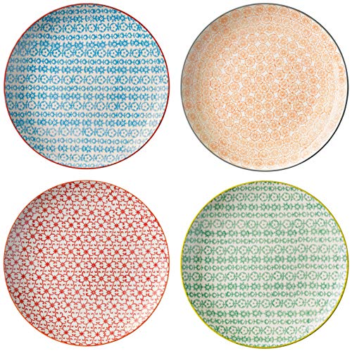 Bloomingville Juego de 4 platos de loza, en diferentes colores Carla