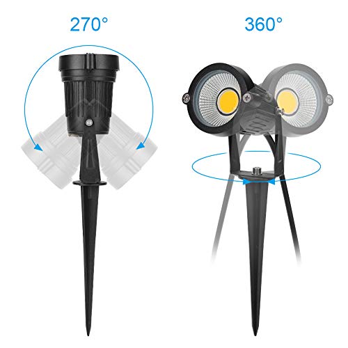 BLOOMWIN 4PCS Foco Proyector Exterior Foco COB LED con Estaca Lámpara Luz Blanco Cálido IP65 220V 5W Impermeable LED Bombilla Exteriores para Jardín Aire Libre Césped Patio Decoración