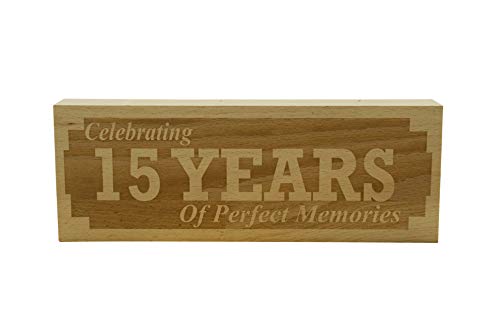 Bloque de Adorno de Madera de Haya Maciza para Celebrar 15 años de Aniversario de 15 años de memorias 15 Aniversario