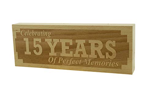 Bloque de Adorno de Madera de Haya Maciza para Celebrar 15 años de Aniversario de 15 años de memorias 15 Aniversario