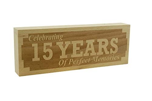Bloque de Adorno de Madera de Haya Maciza para Celebrar 15 años de Aniversario de 15 años de memorias 15 Aniversario