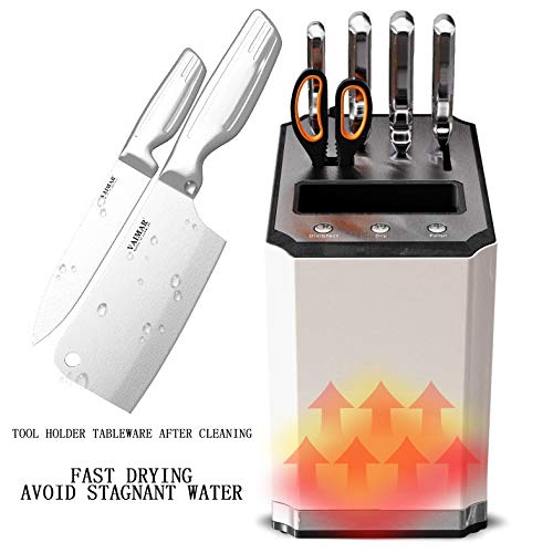 Bloque de cuchillos, Portacuchillas inteligente Desinfección Automática Afilado Eléctrico Portacuchillos de cocina Rayos ultravioleta de un clic Esterilización y secado por calentamiento