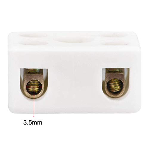 Bloques de terminales de cerámica de 2 vías conectores de cerámica de porcelana de alta temperatura 29,2x21,2x15,2mm para Cable de alambre eléctrico 5 uds