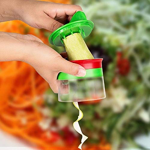 Bluelliant Cortador Espiral Verduras Espiralizador Vegetal para Espaguetis De Calabacin Rallador Cocina a Mano con 3 Cuchillas Cortador de Pepinos