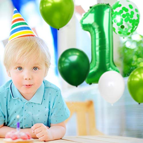 Bluelves 1 Globos de Cumpleaños, Globo 1 Año, Globo Numero 1, Decoracion Cumpleaños Niño, Globos Grandes Gigantes Helio Verde, Globos para Fiestas de Cumpleaños