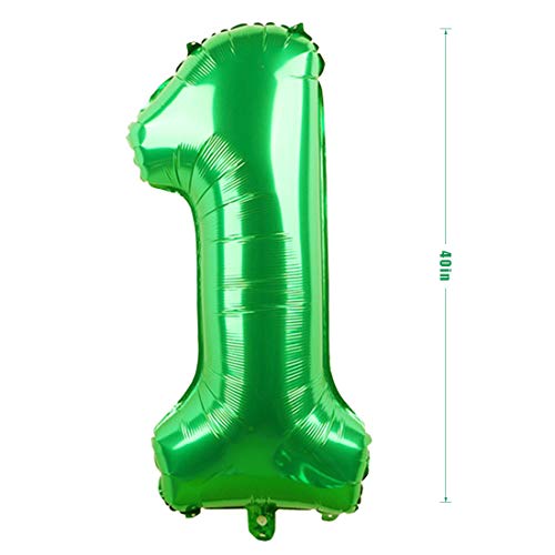 Bluelves 1 Globos de Cumpleaños, Globo 1 Año, Globo Numero 1, Decoracion Cumpleaños Niño, Globos Grandes Gigantes Helio Verde, Globos para Fiestas de Cumpleaños