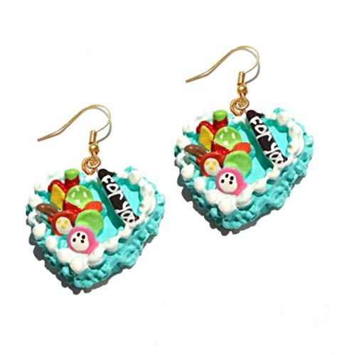 BLUESTEER Pendiente de Resina para Mujer, Hecho a Mano, Bonito Regalo para niñas, Galletas, macarrón, Pastel, Comida, donas, ERSD22