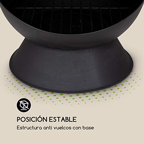 blumfeldt Knight on Fire Chimenea de Patio - Horno de terraza, Fuego Visible, Acero, Inoxidable, Diseño Moderno, Muy Estable, Antivuelco, Patas, Parrila para carbón y atizador, Negro