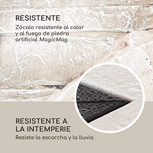 Blumfeldt Matera Brasero - Brasero decorativo, 50,5 x 26,5, Diámetro de base 80x31, Acero con borde de plástico MgO MagicMag, Diseño de horno de leña romano, Compartimento para madera, Atizador, Hueso