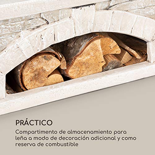Blumfeldt Matera Brasero - Brasero decorativo, 50,5 x 26,5, Diámetro de base 80x31, Acero con borde de plástico MgO MagicMag, Diseño de horno de leña romano, Compartimento para madera, Atizador, Hueso
