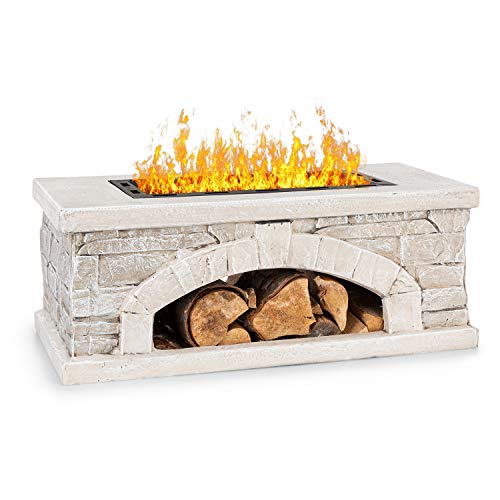 Blumfeldt Matera Brasero - Brasero decorativo, 50,5 x 26,5, Diámetro de base 80x31, Acero con borde de plástico MgO MagicMag, Diseño de horno de leña romano, Compartimento para madera, Atizador, Hueso