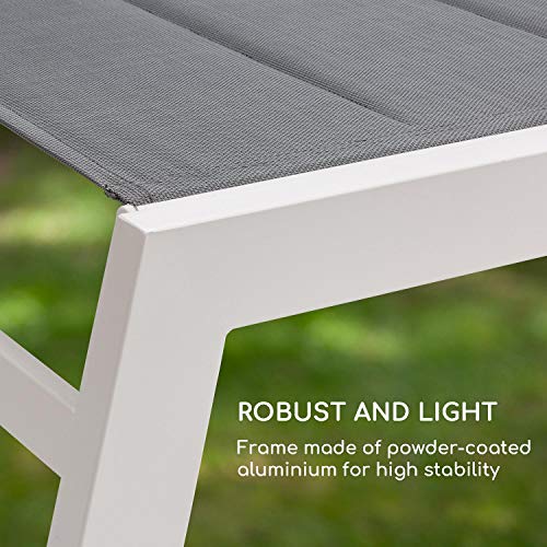 Blumfeldt Renazzo Lounge Hamaca - Tumbona, para Exteriores, Superficie de 186 x 56 cm, Respaldo Regulable en 6 Alturas, Superficie Acolchada e hidrófuga, ComfortMesh, Blanco