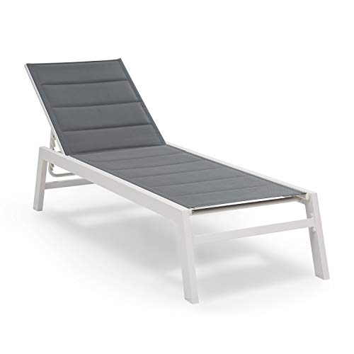 Blumfeldt Renazzo Lounge Hamaca - Tumbona, para Exteriores, Superficie de 186 x 56 cm, Respaldo Regulable en 6 Alturas, Superficie Acolchada e hidrófuga, ComfortMesh, Blanco