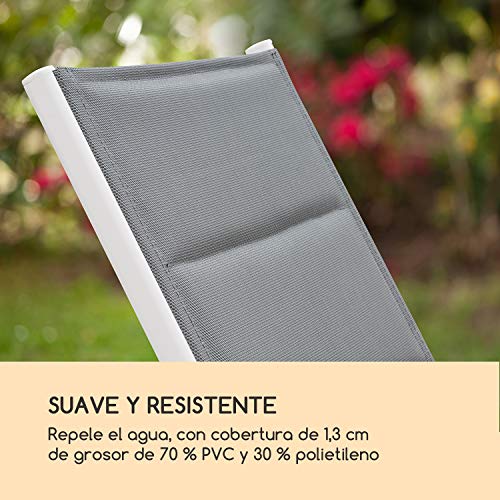 Blumfeldt Renazzo Lounge Hamaca - Tumbona, para Exteriores, Superficie de 186 x 56 cm, Respaldo Regulable en 6 Alturas, Superficie Acolchada e hidrófuga, ComfortMesh, Blanco