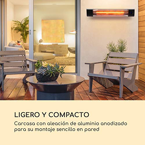 blumfeldt Silver Bar 3000 radiador de Infrarrojos, 3 Niveles de Potencia: 1000/2000/3000 vatios, IR ComfortHeat, Temporizador: 1-24 Horas, Montaje en la Pared, Clase de protección: IP34, Negro
