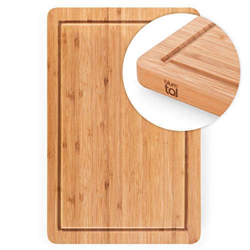 Blumtal Tabla De Cortar 100% de Bambú | Resistente, Dos Medidas Disponibles | Antiséptica | Accesorios De Cocina | Tabla De Madera Natural (38 x 25 cm)