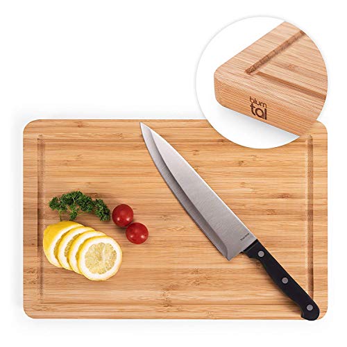 Blumtal Tabla De Cortar 100% de Bambú | Resistente, Dos Medidas Disponibles | Antiséptica | Accesorios De Cocina | Tabla De Madera Natural (38 x 25 cm)