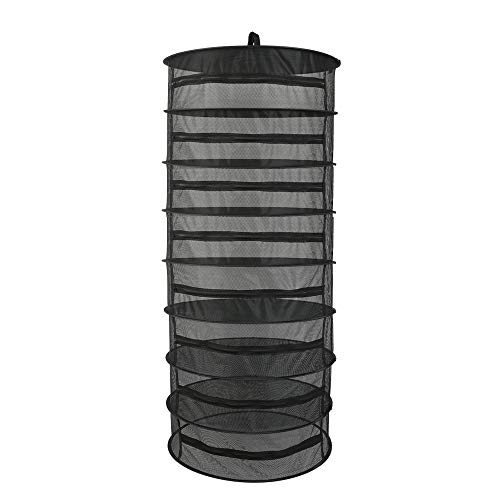 Blusea Malla de Secado Plegable y Colgante Red de Secado, Cesta Colgante 6/8 Capas con Cremallera Redonda Bolsa de Transporte Secador de Hierbas Malla para Hierbas Flores Brotes Plantas
